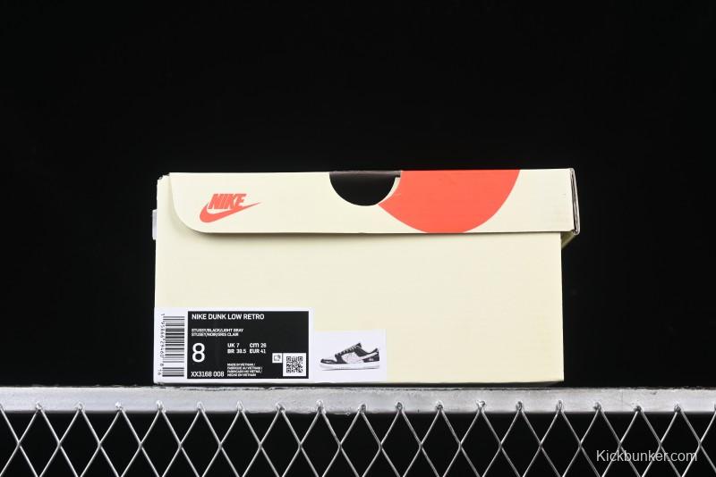 Nike SB Dunk Low Stussy Collaboration - Black Grey Pig Leather Anniversary Custom Edition Low-Top Casual Sneakers - XX3168-008