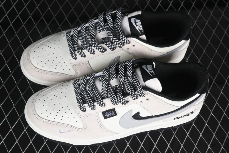 Nike SB Dunk Low Stussy Collaboration Grey Pig Suede Anniversary Custom Low-Top Casual Skate Shoes - DJ2024-061