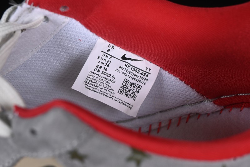 Nike Air Force 1 '07 Low Stussy Collaboration Olive Green Star Low-Top Casual Sneakers - KK1988-034
