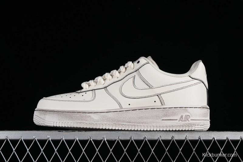 Nike Air Force 1 '07 Low Casual Sneakers with Hemp Rope Laces and Distressed Design - 315122-333