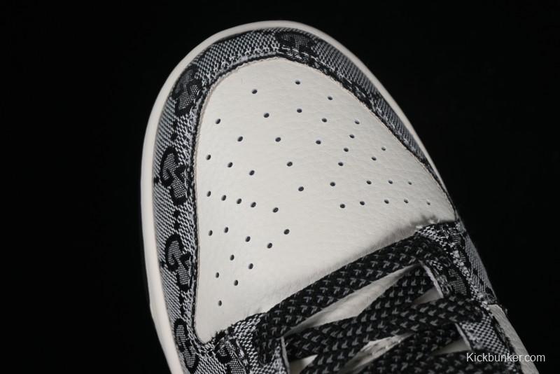 Nike SB Dunk Low Gucci Collaboration - Grey Pattern Anniversary High-End Custom Low-Top Casual Skate Shoes - BB9676-311