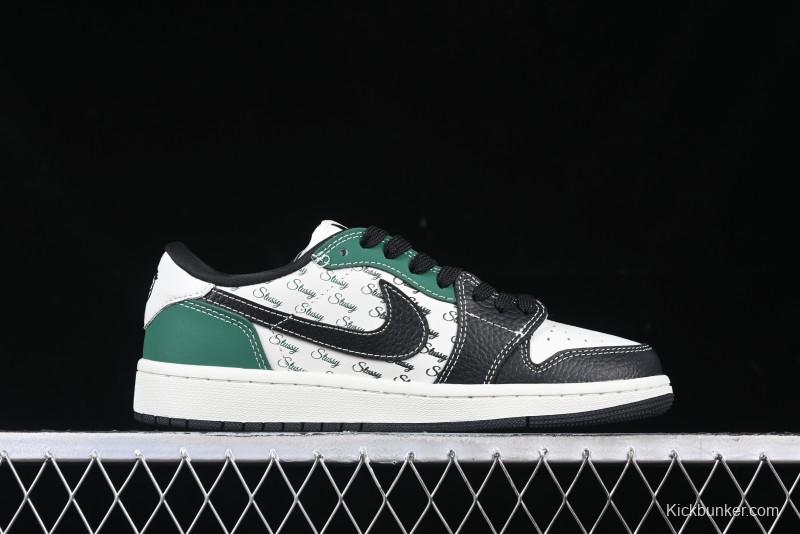 Nike Travis Scott x Fragment Design x Air Jordan 1 Low OG SP AJ1 Stussy Collaboration - Black Green - AG3702-805