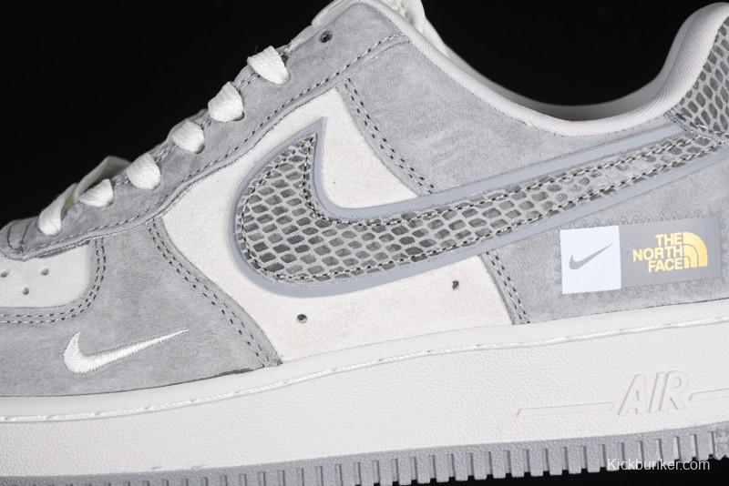 Nike Air Force 1'07 Low The North Face Collaboration Pig Grey Snake Print Low-Top Casual Sneakers - DF0188-027