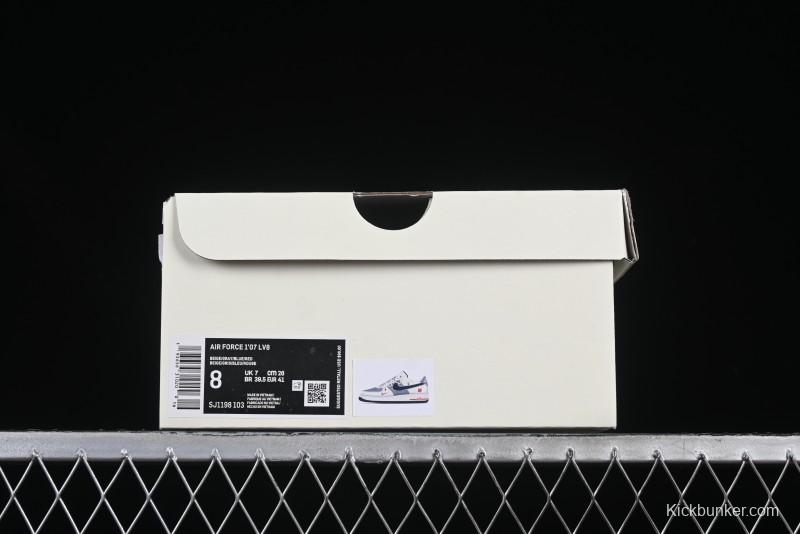 Nike Air Force 1 '07 Low UN Collaboration White Blue Lace-Up Casual Sneakers - SJ1198-103