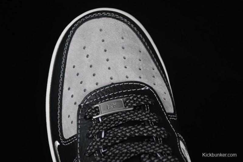 Nike Air Force 1 '07 Low Stussy Collaboration Black Leather Low-Top Casual Sneakers - CH6336-518