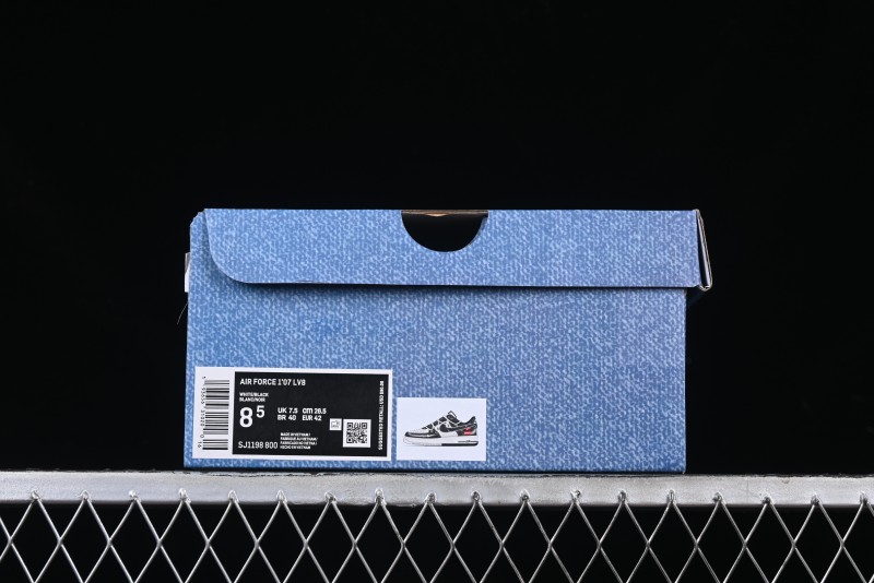 Nike Air Force 1 '07 Low Levi's Collaboration Black Denim Drawstring Casual Sneakers - SJ1198-800