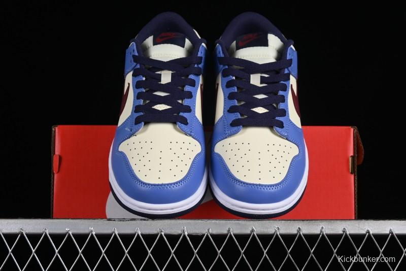 Nike Dunk Low SB Skateboarding Shoes in White Blue Red Colorway - FV8119-161