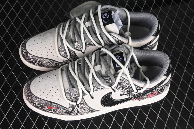 Nike SB Dunk Low Year of the Snake Series Strap Black Swoosh Custom High-End Low-Top Casual Skate Shoes - YX5066-273