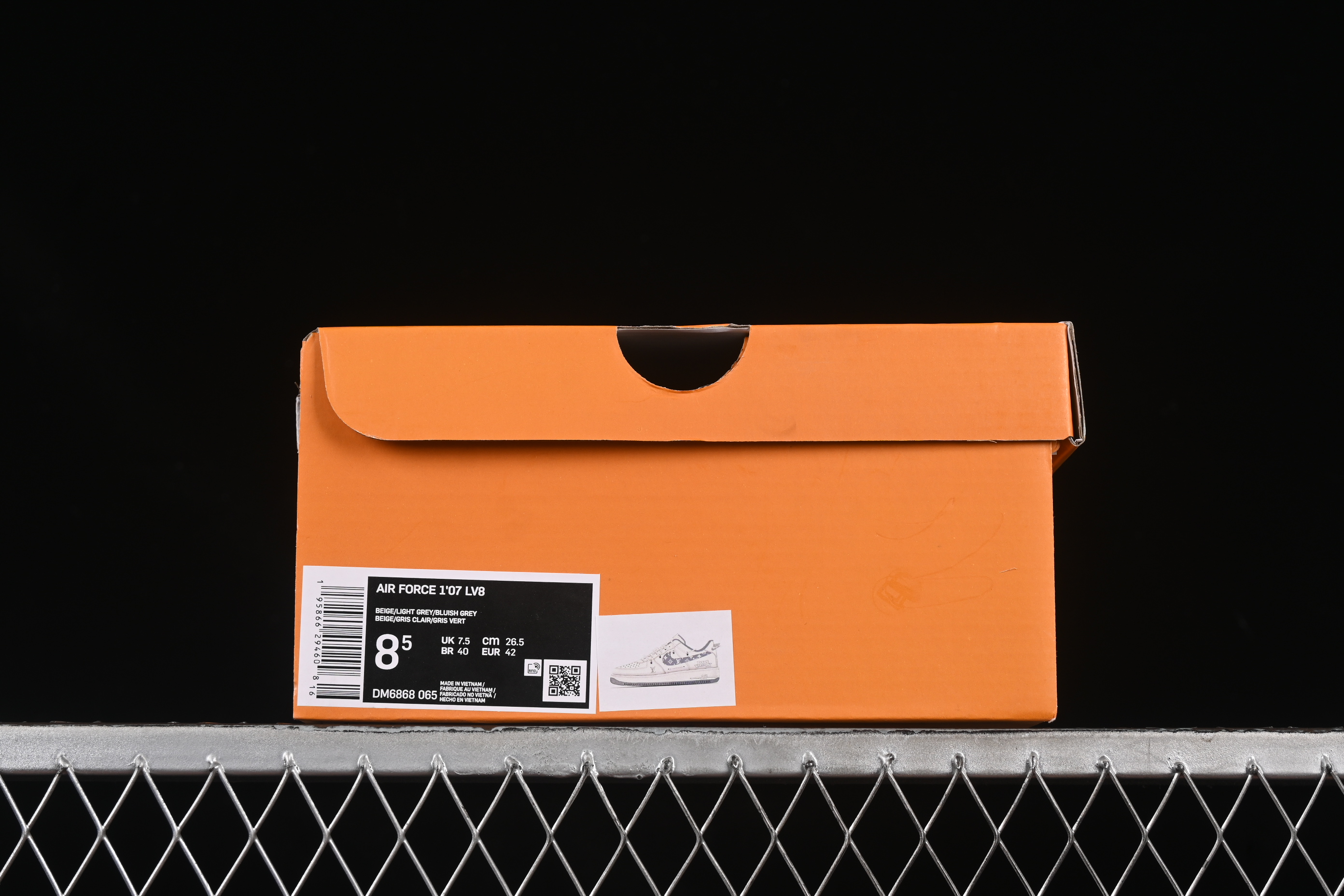 Nike Air Force 1'07 Low LV Collaboration Grey Pattern Drawstring Casual Sneakers - DM6868-065