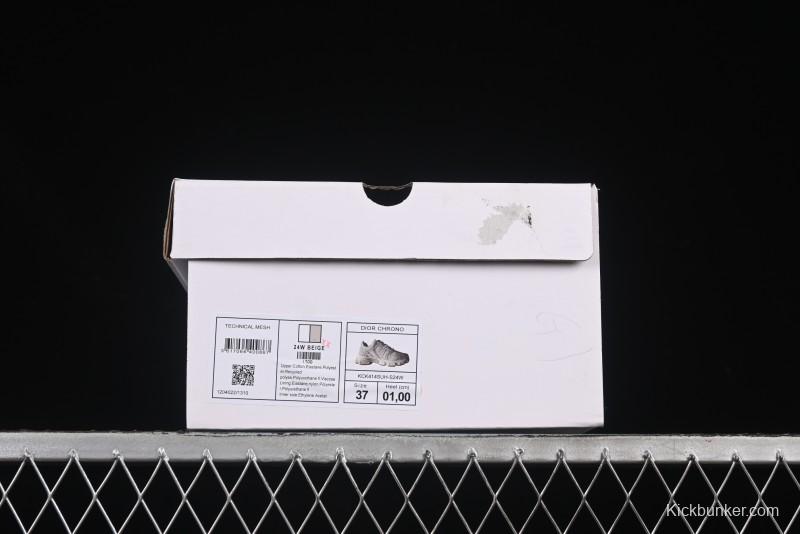 Dior Chrono Round Toe Lace-Up Lifestyle Casual Running Sneakers - 24W Beige