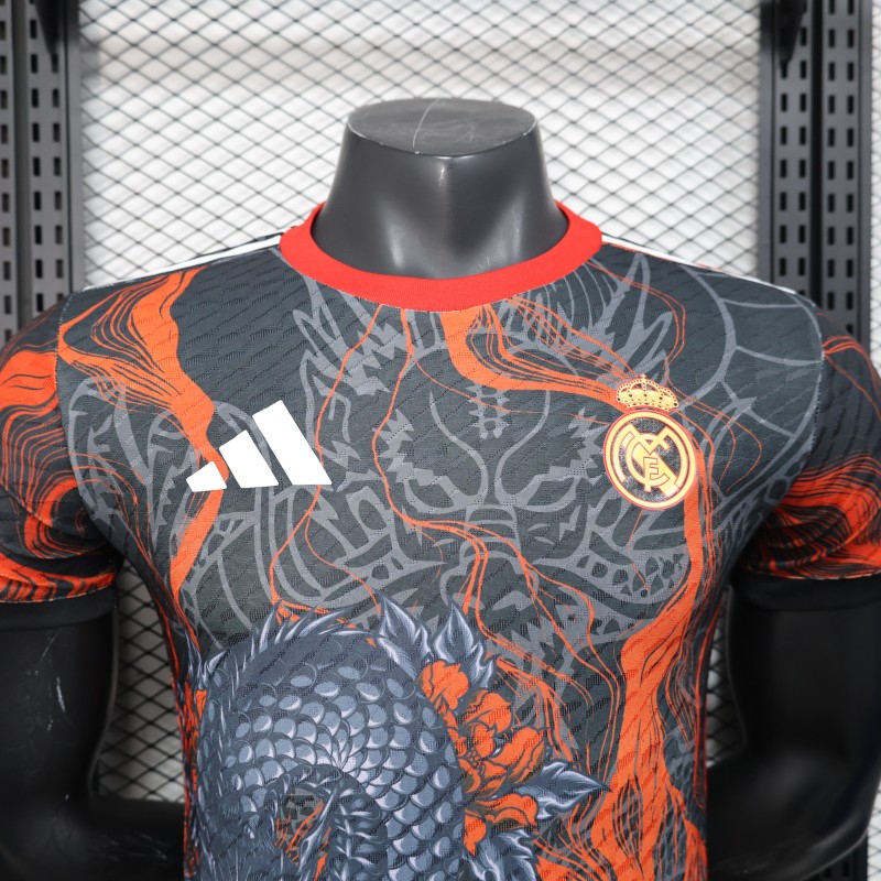 Player Version 25/26 Real Madrid Black with Dragon Design Jersey