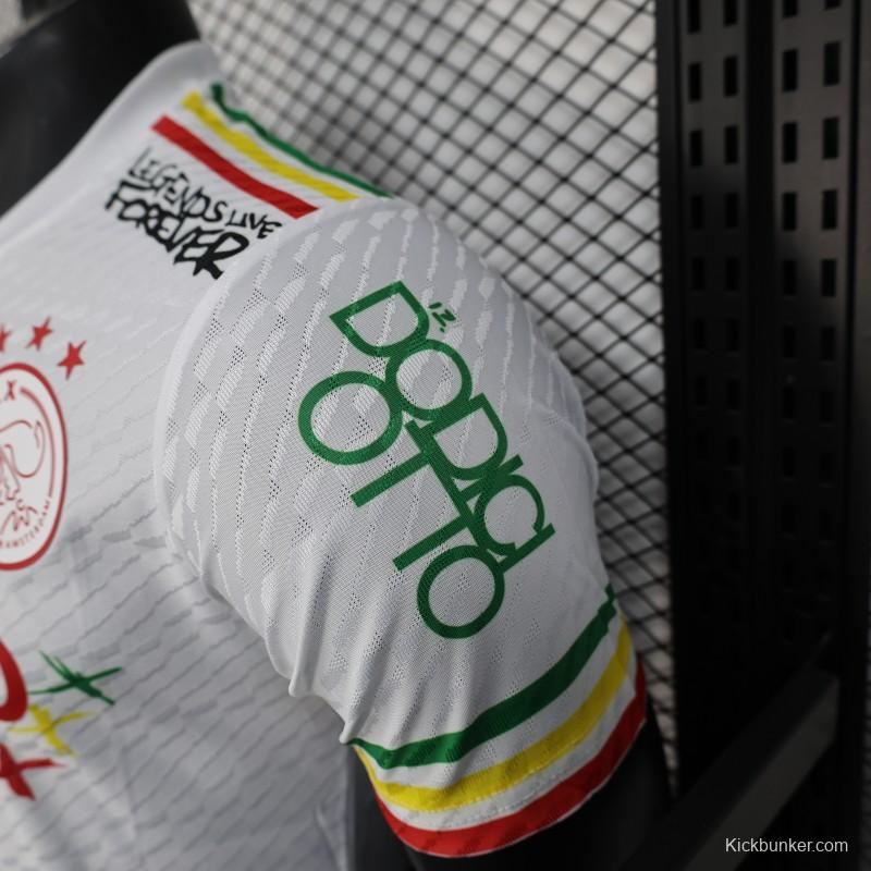 Player Version 25/26 Ajax White Jersey with Bob Marley Tribute Design