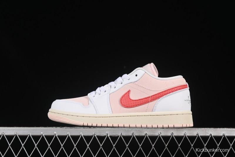 Nike Air Jordan 1 Low AJ1 White Pink Low-Top Casual Sneakers - IB8156-133