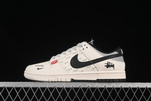Nike SB Dunk Low Stussy Collaboration 3D Black Swoosh Anniversary Custom Low-Top Casual Skate Shoes - XS6089-537
