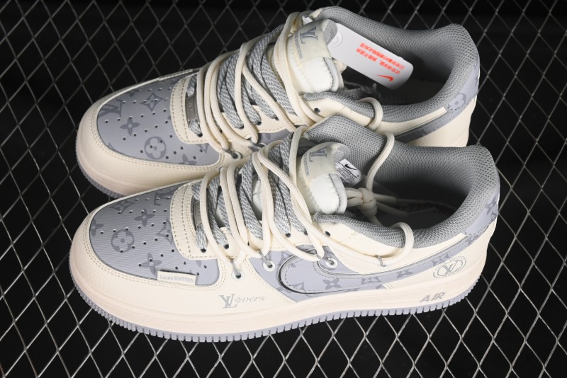 Nike Air Force 1'07 Low LV Collaboration Grey Print Drawstring Casual Sneakers - DM6868-062