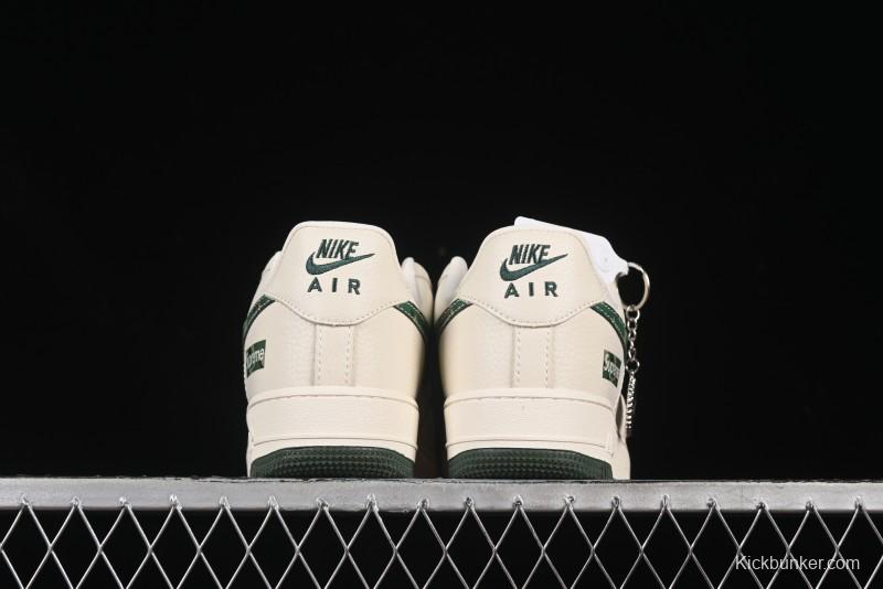 Nike Air Force 1 '07 Low Supreme Collaboration Green Camo Swoosh Casual Sneakers - KK1988-069