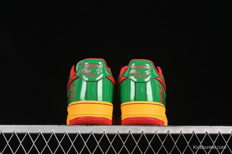 Nike Air Force 1'07 Low Lil Yachty Collaboration Casual Sneakers with Patent Leather and Multicolor Design - IH4383-300