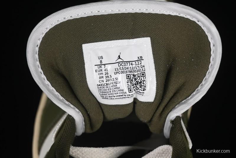 Nike Air Jordan 1 Low AJ1 Military Green White Casual Lifestyle Sneakers - DC0774-122