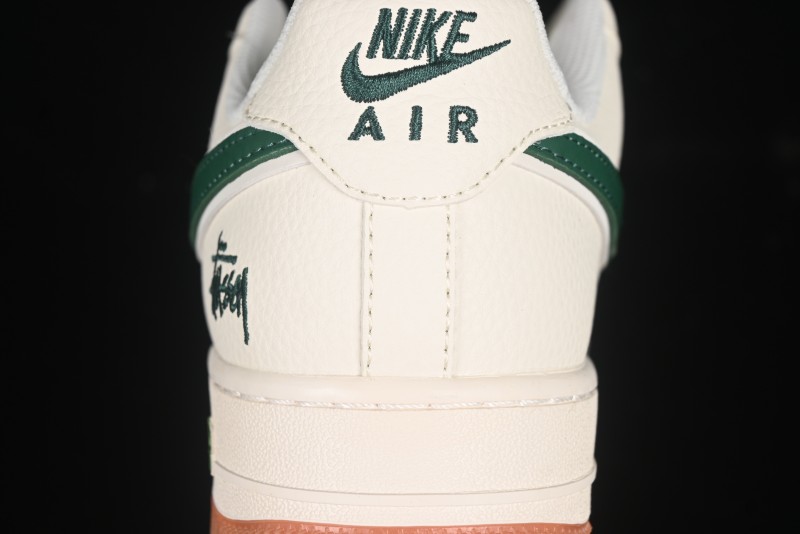 Nike Air Force 1 '07 Low Stussy Collaboration Green Swoosh Gum Sole Casual Sneakers - XX3168-138