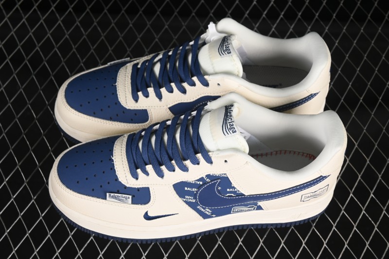 Nike Air Force 1'07 Low Balenciaga Collaboration Blue Woven Label Low-Top Casual Sneakers - DF0188-062
