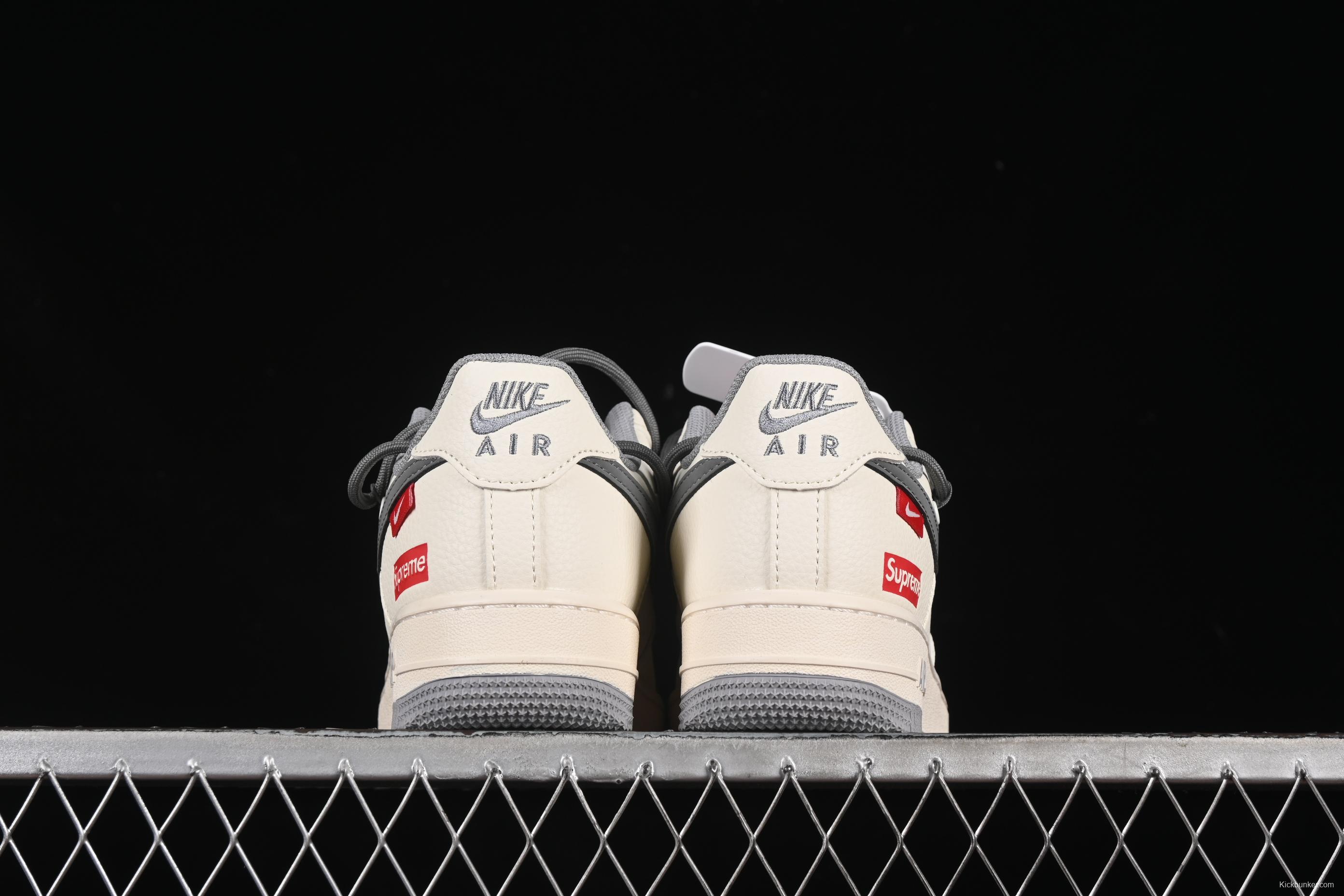 Nike Air Force 1 '07 Low Supreme Collaboration Dual-Tone Gray Lace-Up Casual Sneakers - DM6868-071