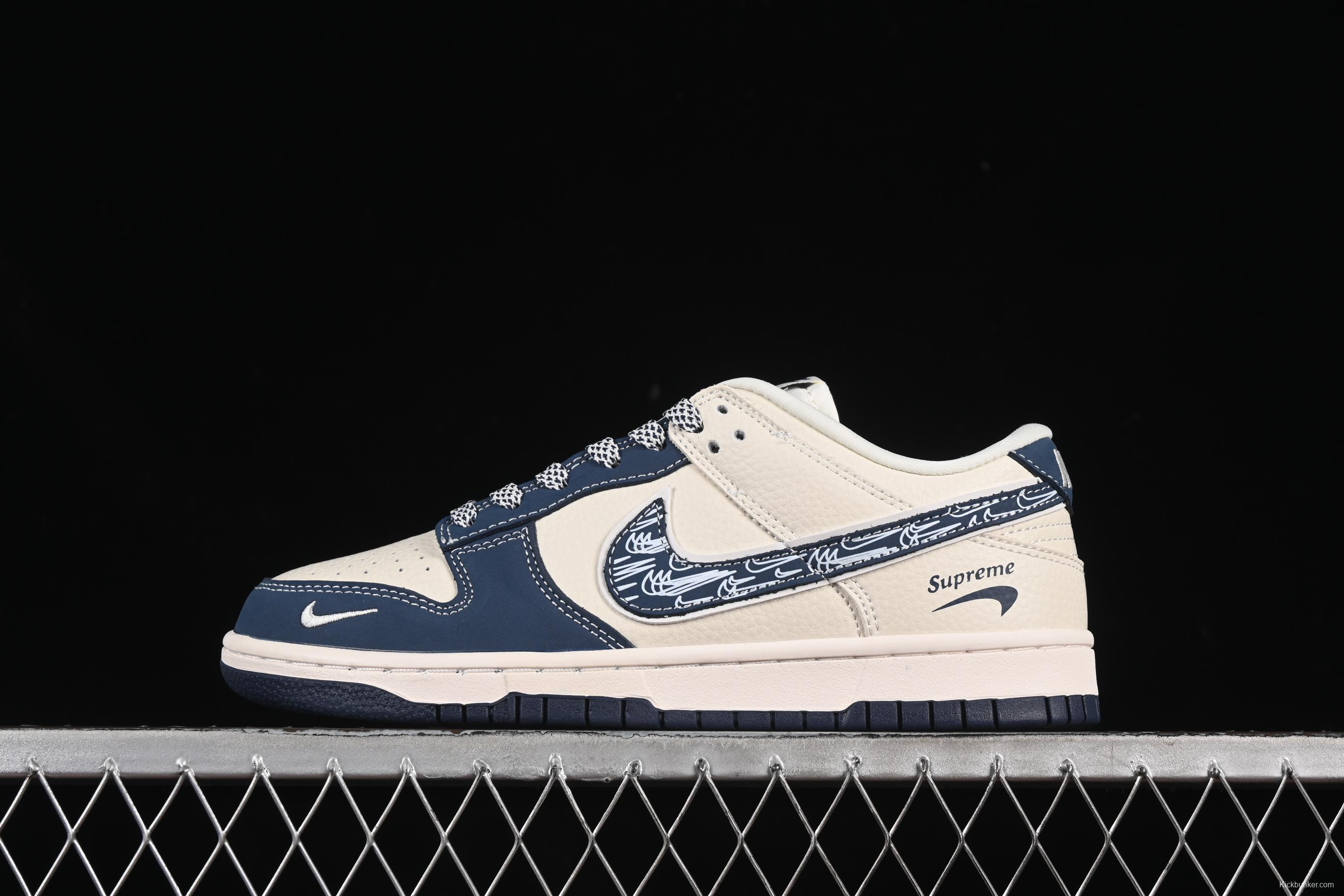 Nike SB Dunk Low Sup Series Blue White Graffiti Blue Swoosh Anniversary Custom Low-Top Casual Skate Shoes - LW1818-116