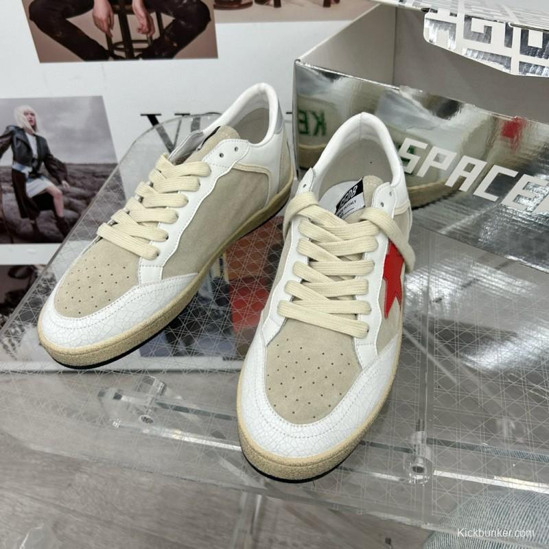 2024 Unisex GGDB White Beige Red Suede Leather Low-Top Sneakers MJ00260