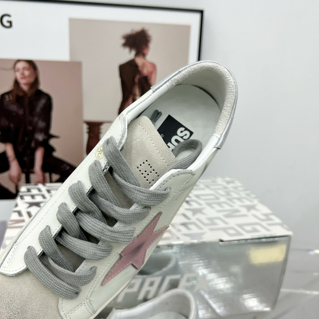 2025 Women GGDB White Pink Leather Sneakers