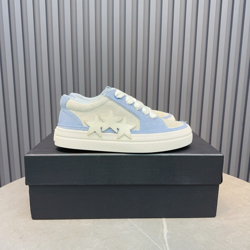 2024 Unisex Amiri Blue White Canvas Suede Sneakers MJ00300