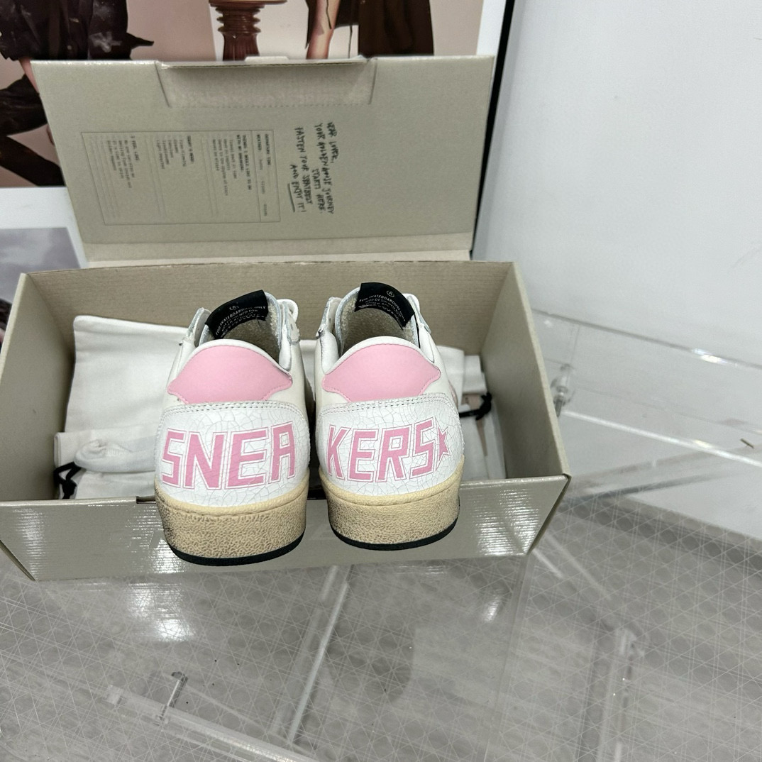 2024 Women GGDB White Pink Leather Sneakers MJ00260