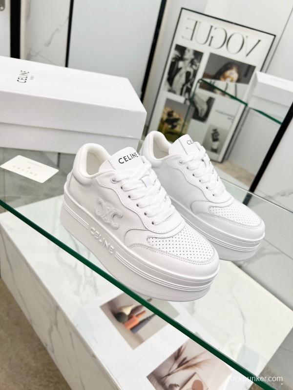 2025 Women CELINE White Leather Sneakers