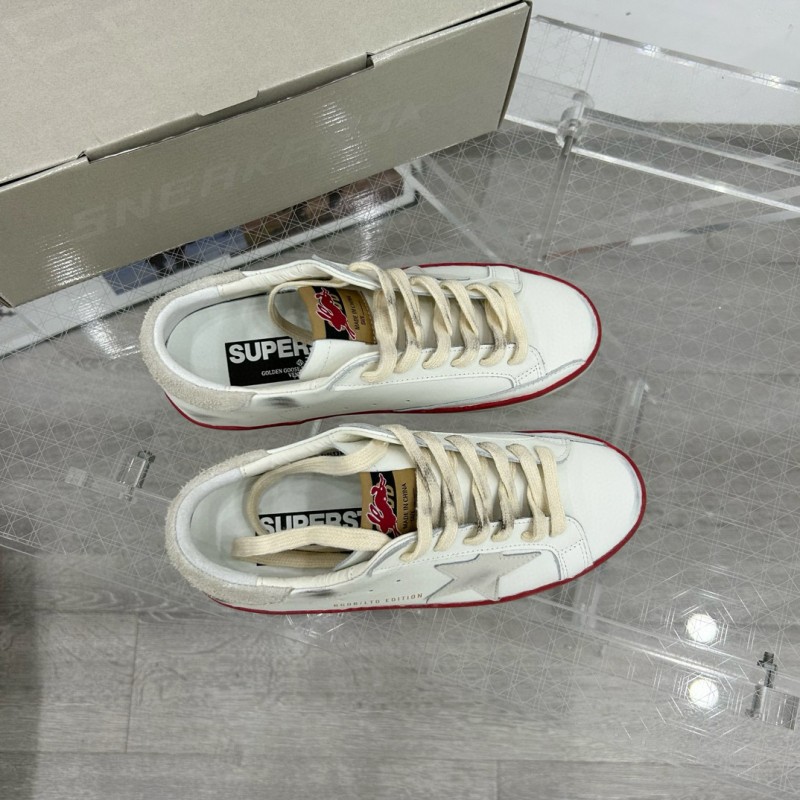 2025 Unisex GGDB White Red Original Leather Sneakers