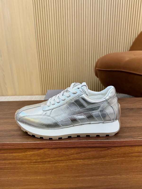 2025 Unisex HOGAN Silver Leather Sneakers