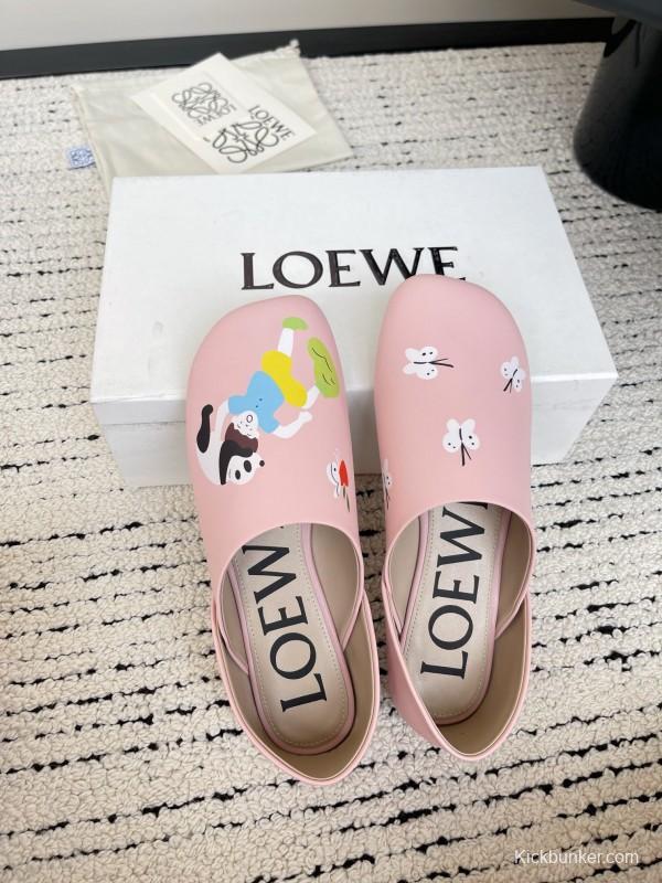 2025 Women Loewe Pink Leather Slippers LY00270