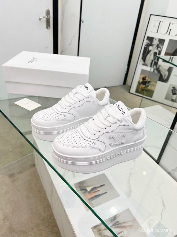 2025 Women CELINE White Leather Sneakers