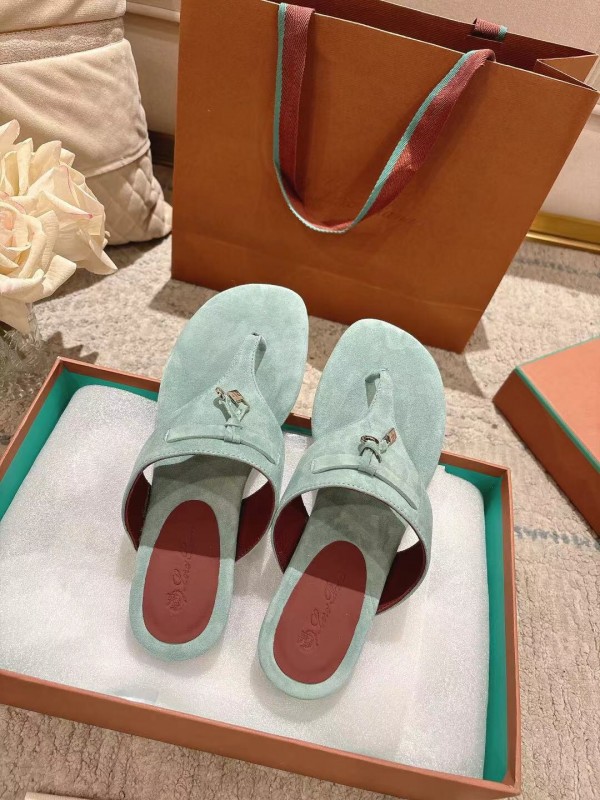 2025 Women Le Parmentier Mint Suede Slippers LY00250
