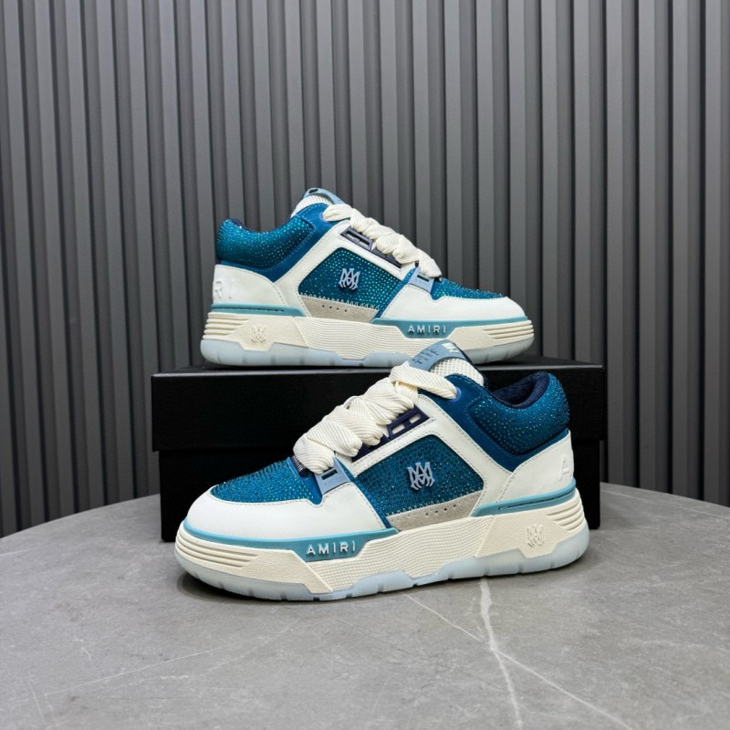 2024 Unisex Amiri Blue White Leather Mesh Sneakers MJ00410