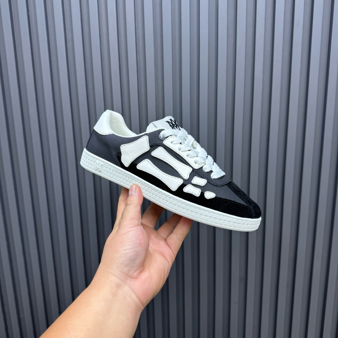 2024 Unisex Amiri Black White Leather Sneakers MJ00300