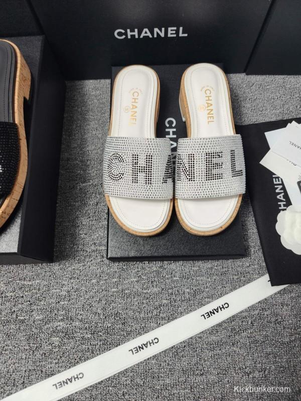 2025 Slippers Chanel White Crystal Slide LY00260