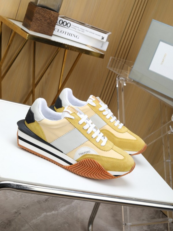 2025 Unisex TOM FORD Yellow White Grey Suede Leather Sneakers LY00360(F)/LY00370(M)