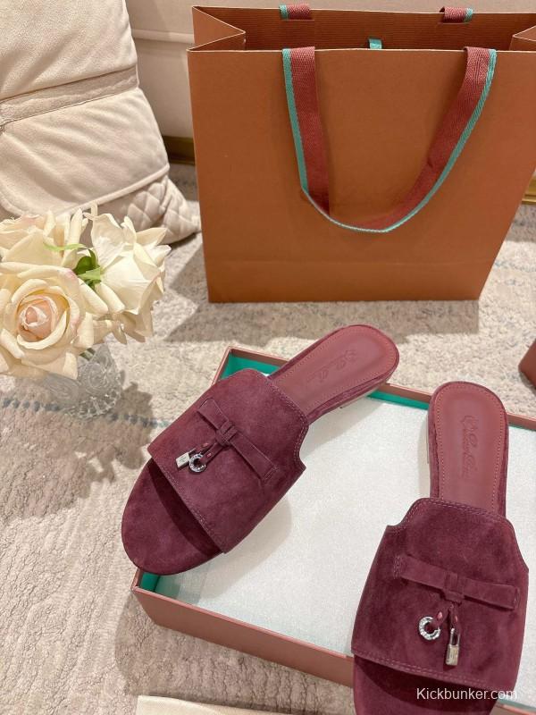 2025 Slippers LP Bloodred Suede Slippers