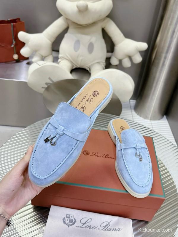 2024 Slippers LP Light Blue Suede Loafer MJ00270
