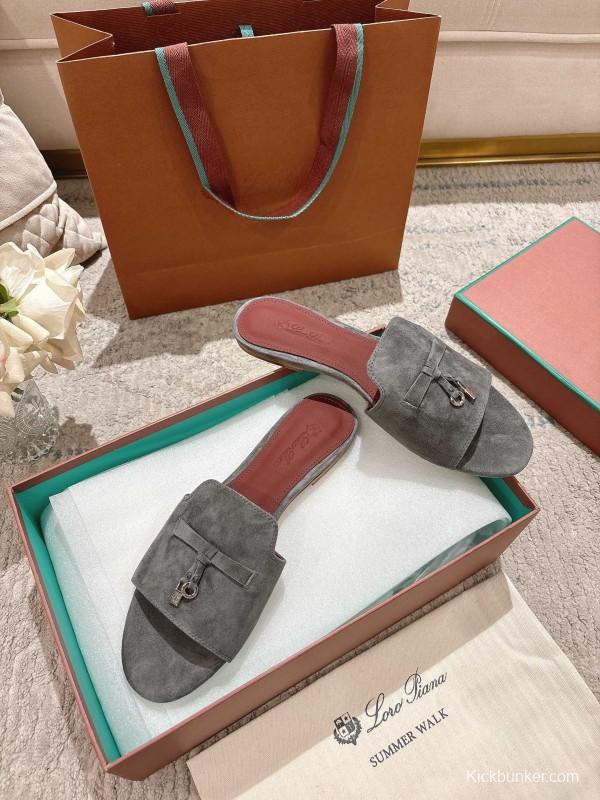2025 Slippers LP Grey Suede Slippers LY00270