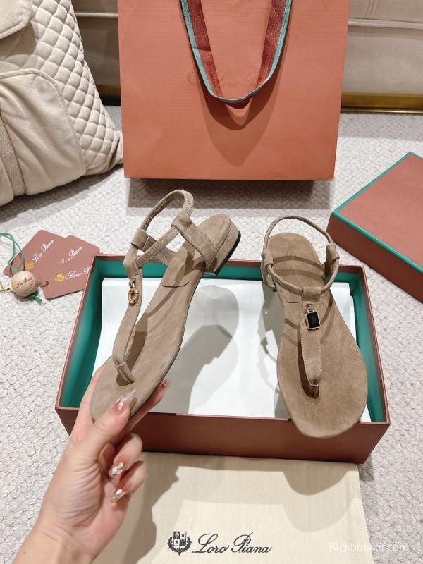 2025 Women LP Beige Suede Sandals LY00360