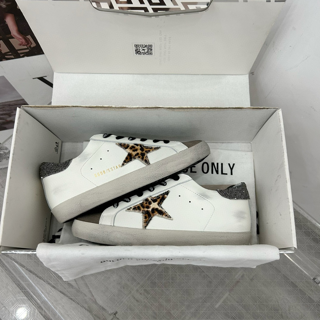 2025 Women GGDB White Leopard Suede Leather Sneakers