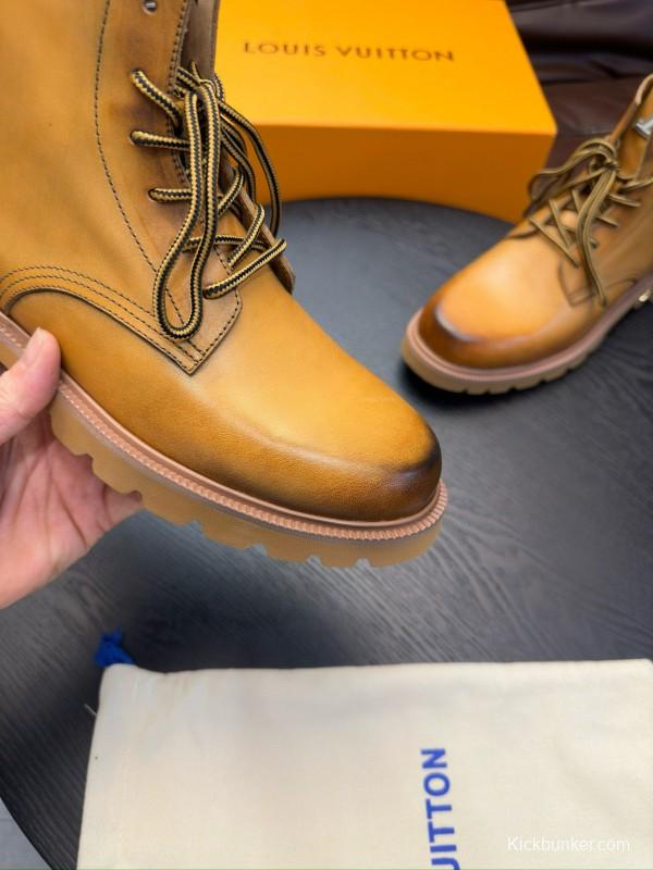 2024 Men Louis Vuitton Brown Leather Boots MJ00440