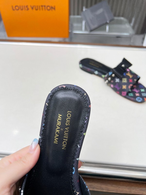 2025 Women Louis Vuitton Multicolor Leather Slippers Monogram LY00200