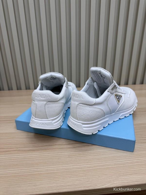 2025 Women Prada White Leather Sneakers