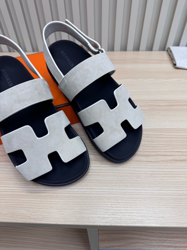 2025 Women Hermès White Leather Slippers