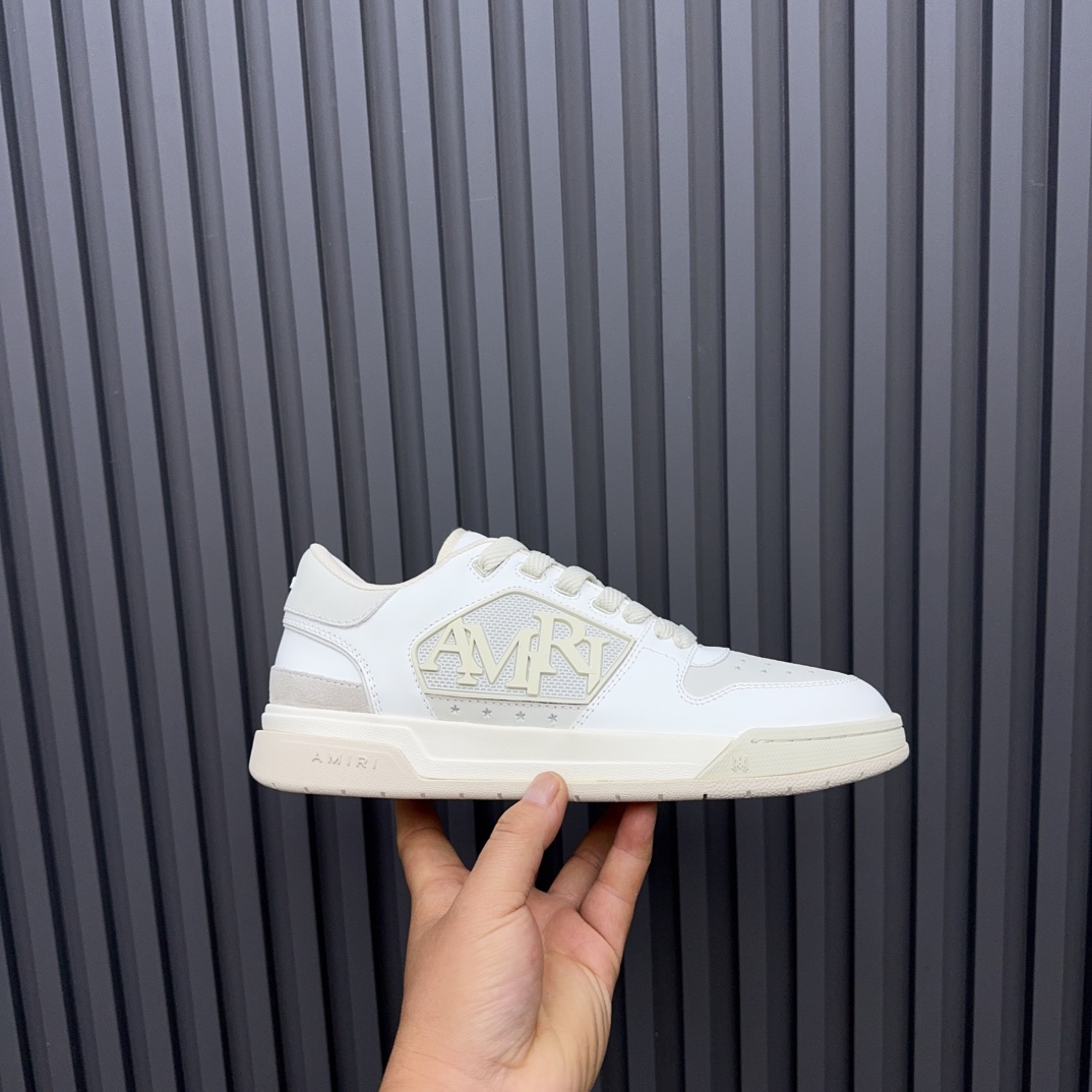2025 Unisex Amiri White Leather Sneakers MJ00360